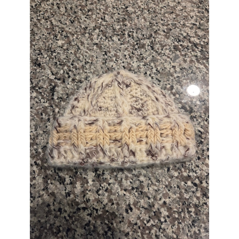 Mardi Hats Beanie Unisex OS Cream Brown Hand Crochet Chunky Knit Winter Cap